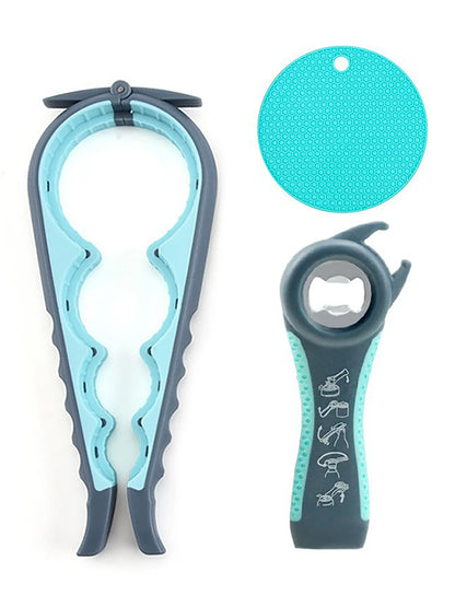5 in 1 Bottle Opener Lid Opener for Arthritic Hands with Non Slip Rubber Jar Opener Gripper Pad, Jar Opener for Weak Hands