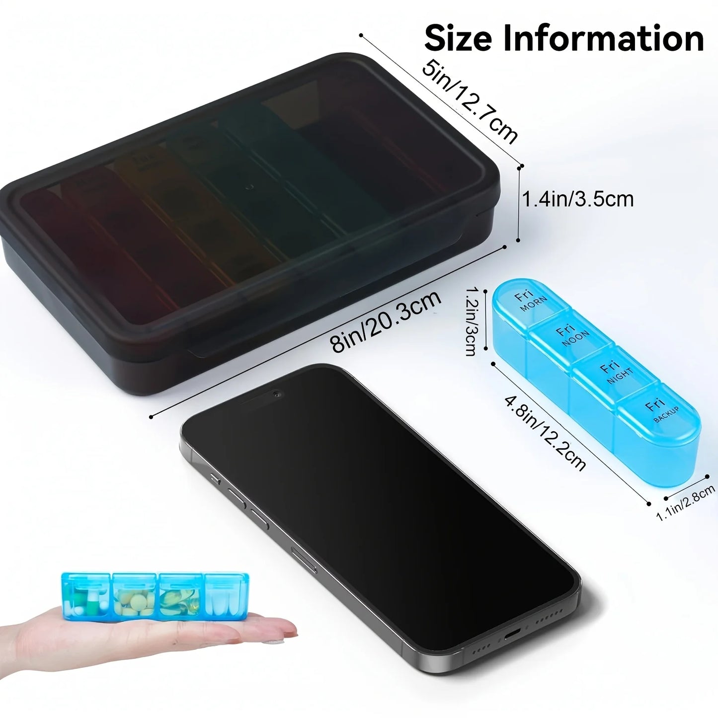 Pill Organizer 4 Times a Day Pill Box 7 Day,Large Weekly Medicine Pill Organizer for Travel with Removable Individual Containers