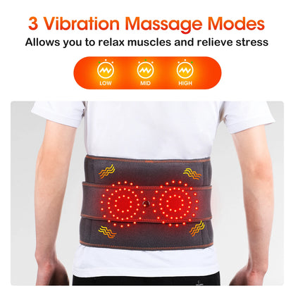 Infrared Heating Waist Massager Electric Belt Vibration USB Charge Red Light Hot Compress Lumbar Back Support Brace Relaxation