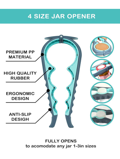 5 in 1 Bottle Opener Lid Opener for Arthritic Hands with Non Slip Rubber Jar Opener Gripper Pad, Jar Opener for Weak Hands