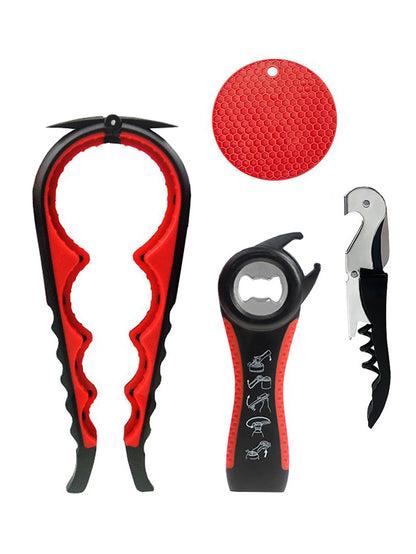 5 in 1 Bottle Opener Lid Opener for Arthritic Hands with Non Slip Rubber Jar Opener Gripper Pad, Jar Opener for Weak Hands